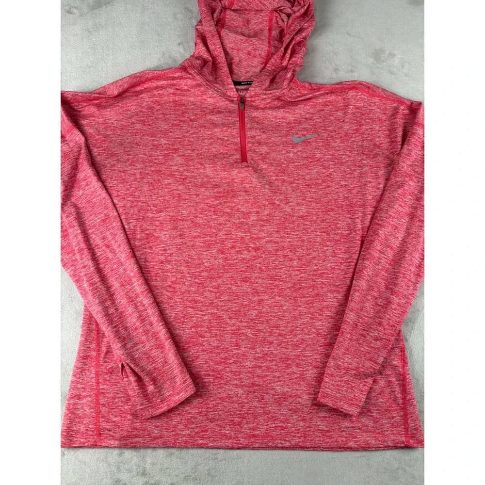 Nike Running Dri-FIT Hoodie Womens Large Pink Heather 1/4 Zip Pullover Top